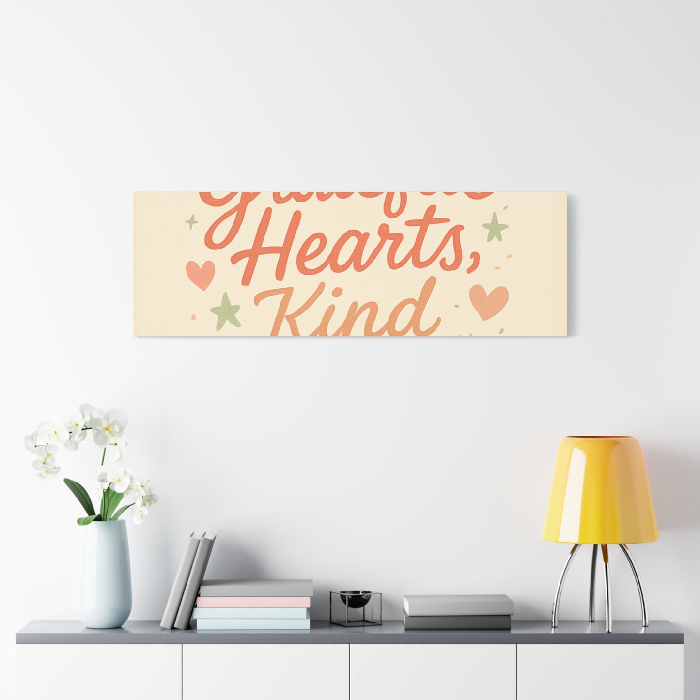Grateful Hearts Kind Minds Canvas Wall Art — Inspirational Quote Matte Canvas