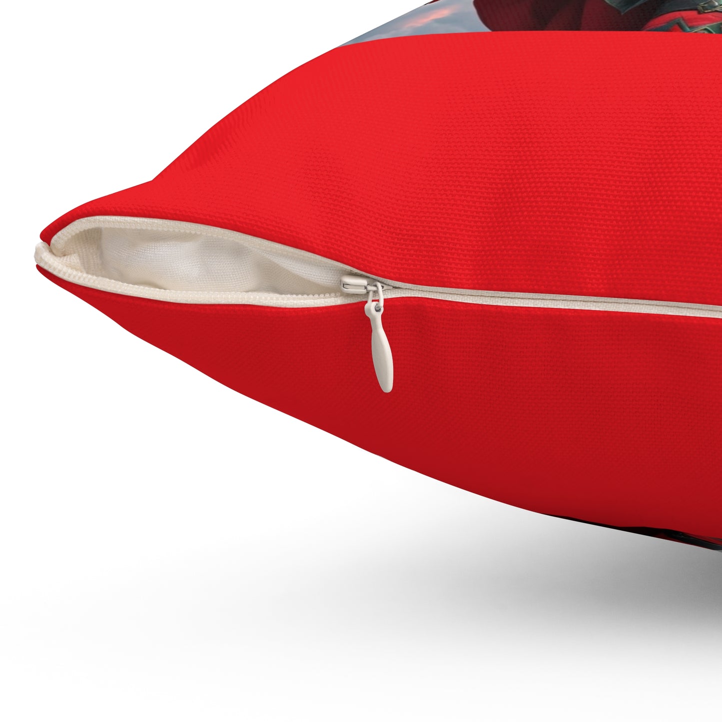 Dragon Warrior Elf Square Pillow — Festive Red Fantasy Throw Pillow