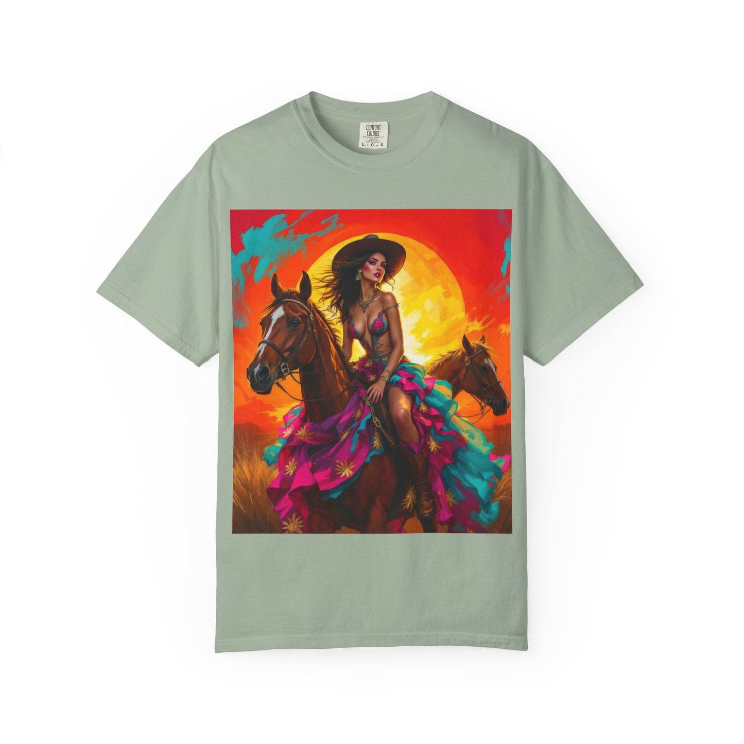 Cowgirl Sunset T-Shirt — Vibrant Western Horse Art Tee