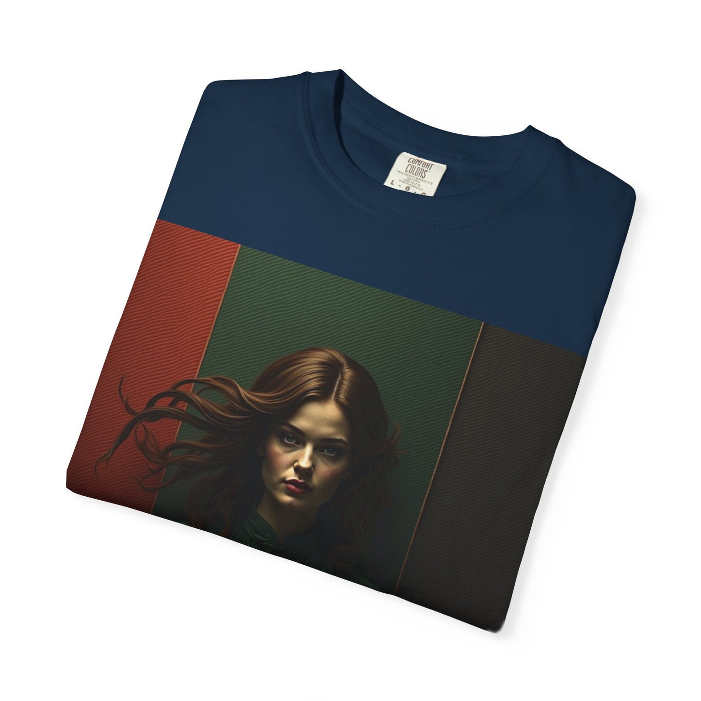 Portrait Photo Tee — Moody Green Woman Graphic T-Shirt
