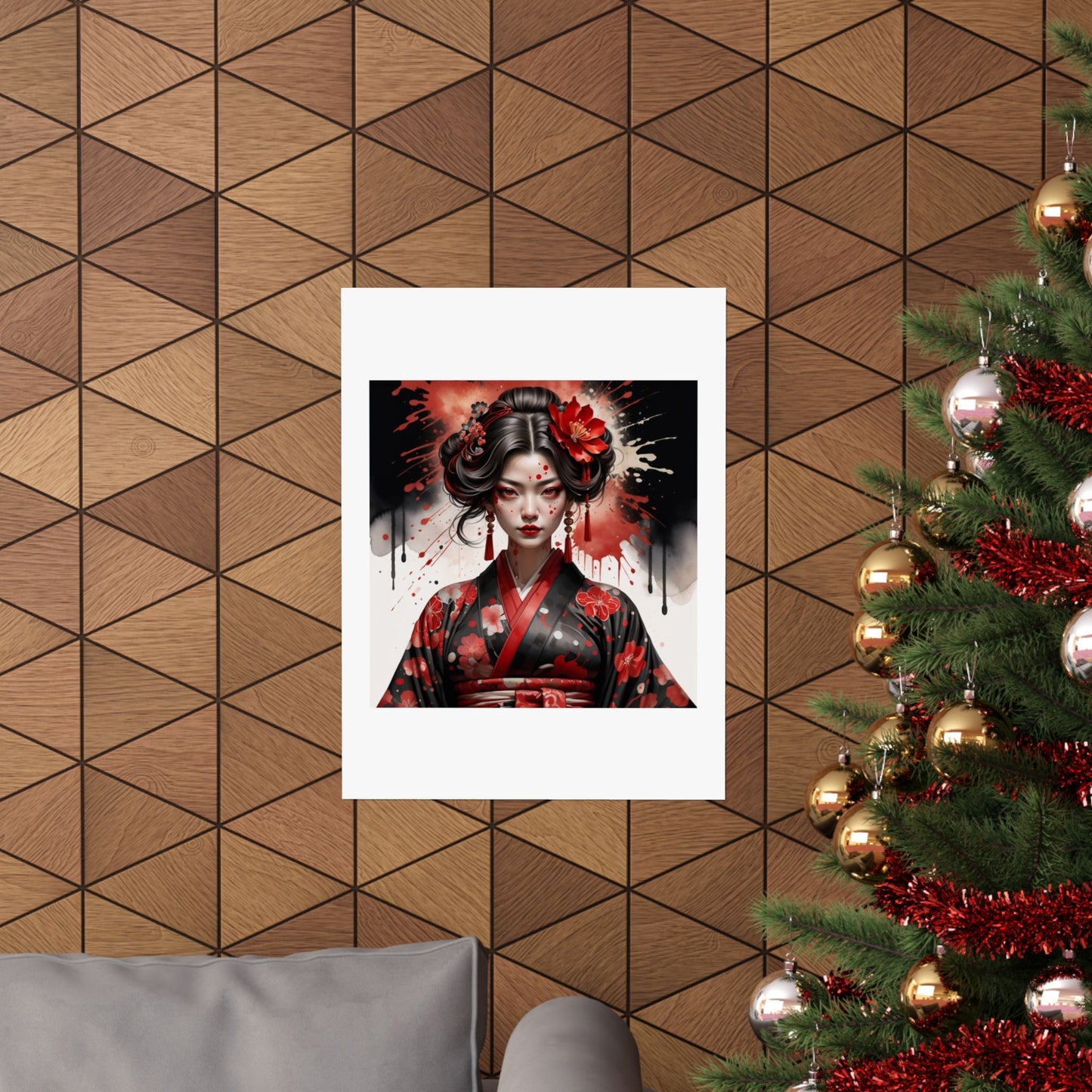 Geisha Noir Matte Poster — Japanese Female Portrait Wall Art