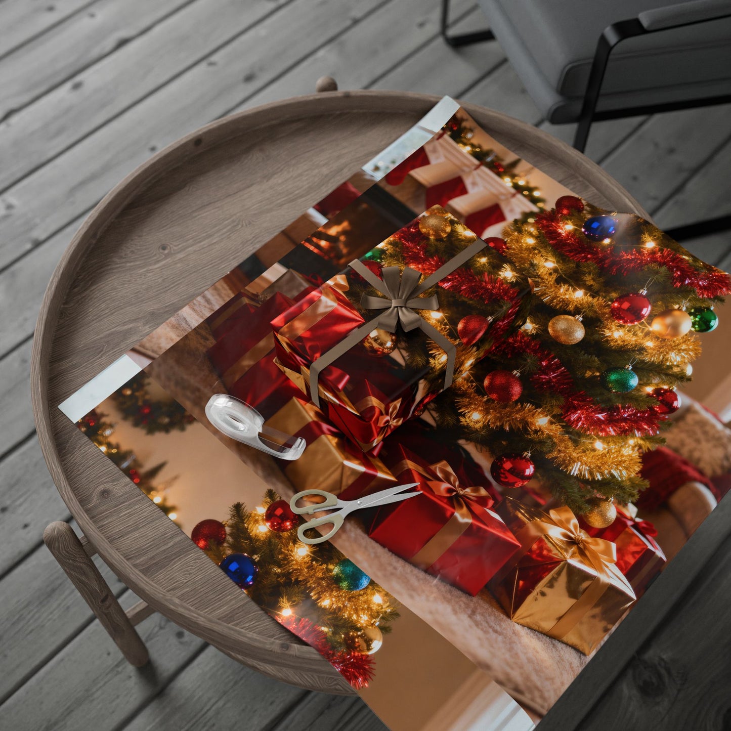 Christmas Tree & Gifts Wrapping Paper — Festive Holiday Gift Wrap