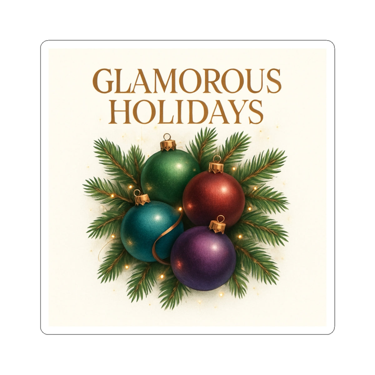 Glamorous Holidays Sticker — Vintage Christmas Ornaments Kiss-Cut Sticker