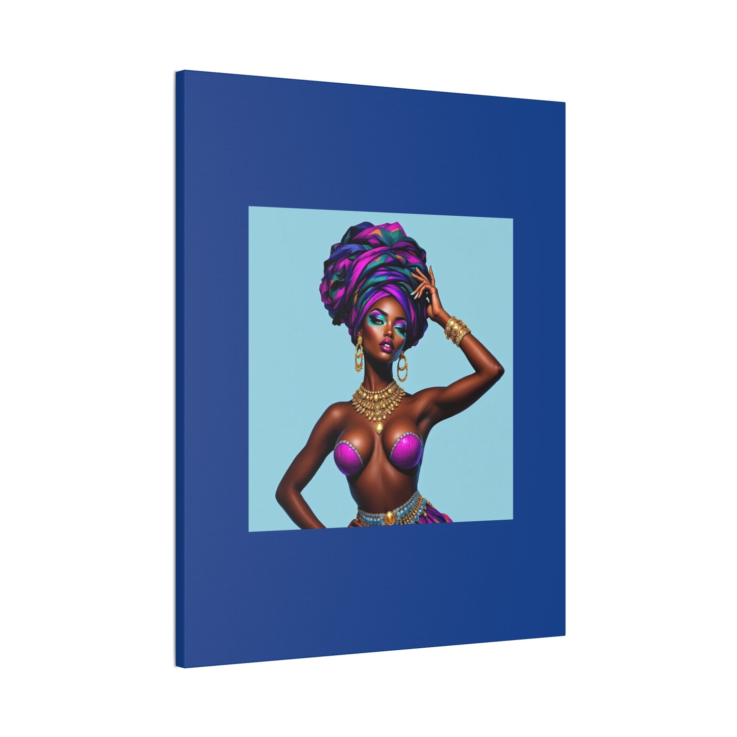 Afro Goddess Canvas Print — Vibrant Headwrap Wall Art