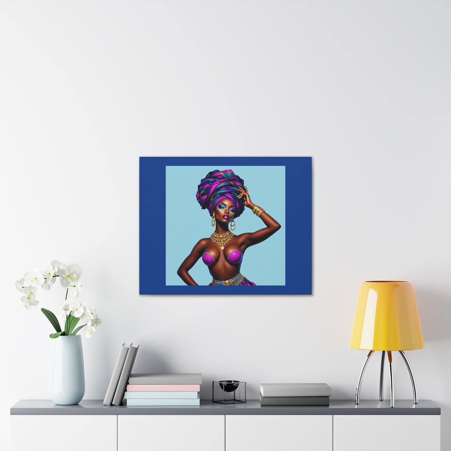 Afro Goddess Canvas Print — Vibrant Headwrap Wall Art