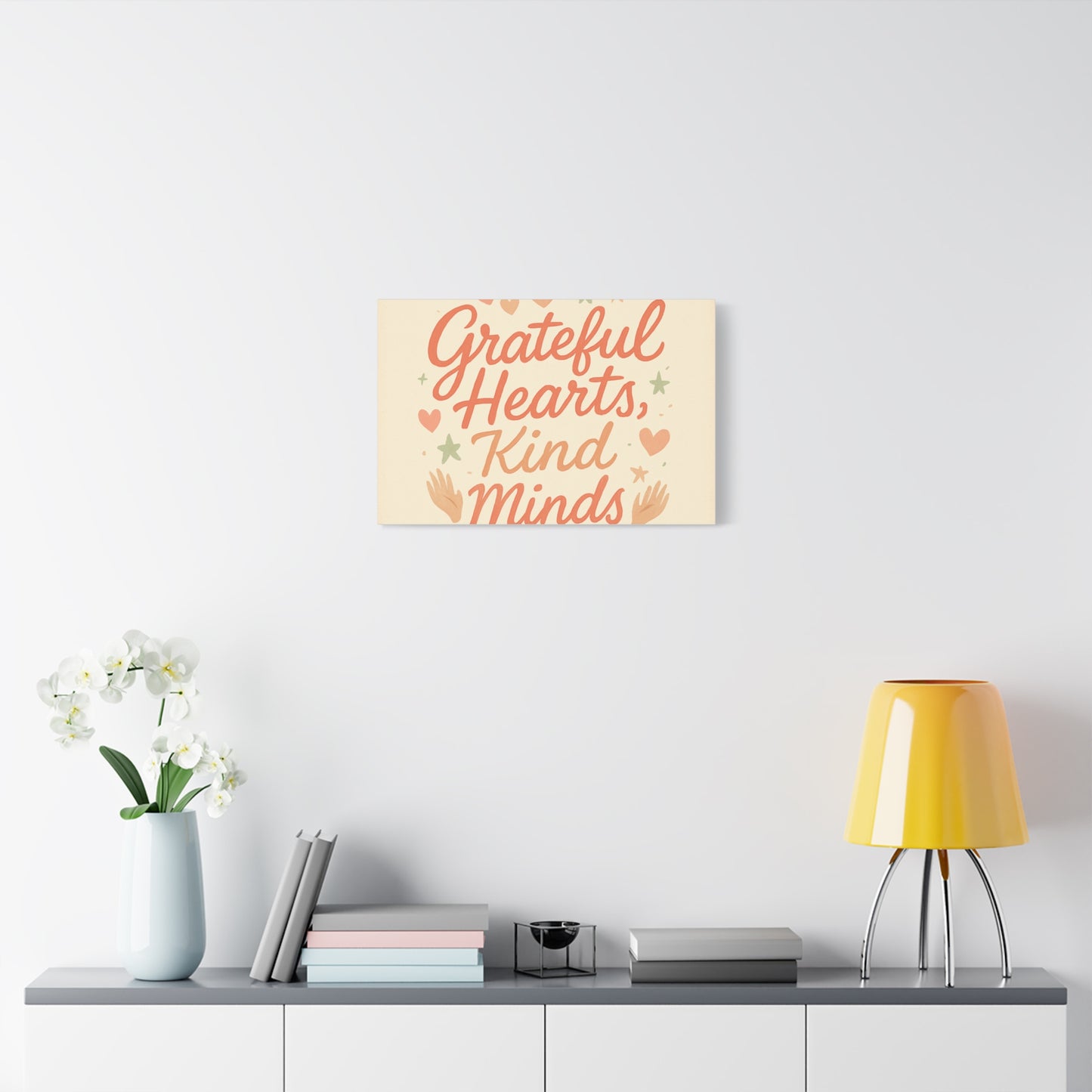 Grateful Hearts Kind Minds Canvas Wall Art — Inspirational Quote Matte Canvas