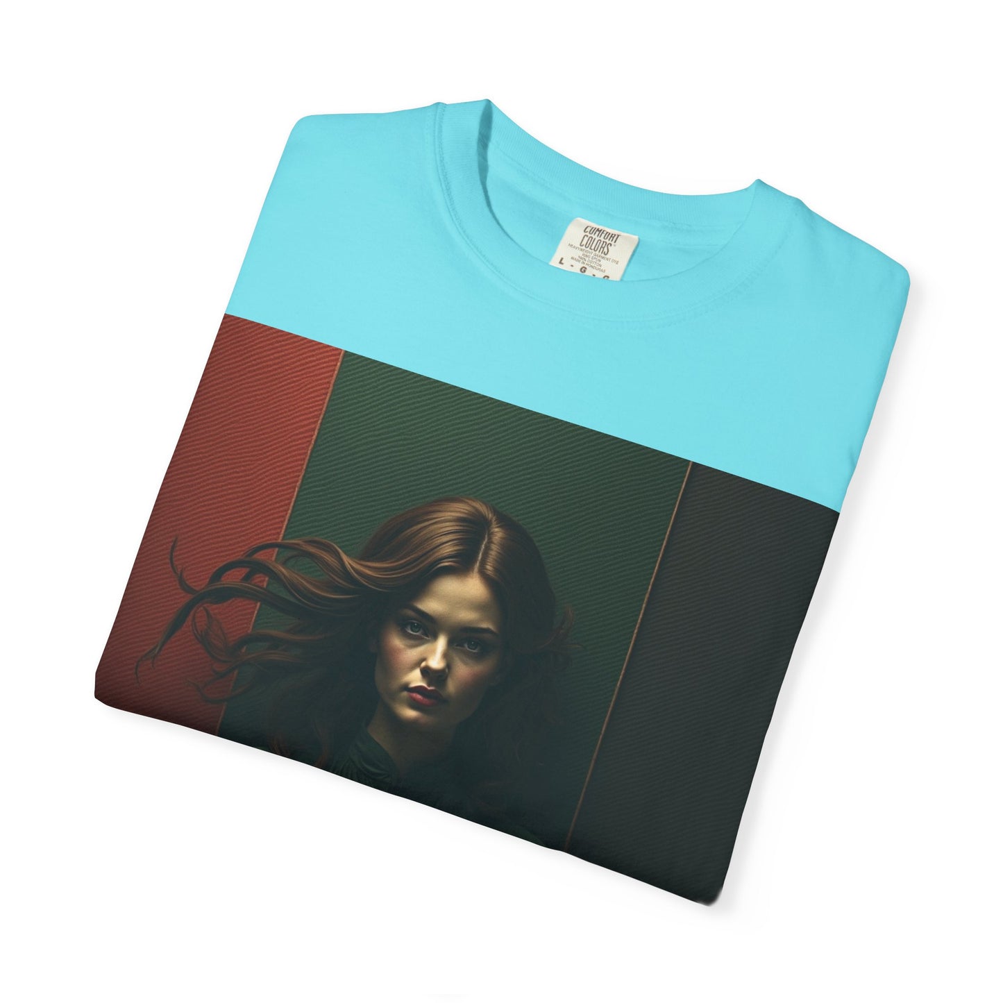Portrait Photo Tee — Moody Green Woman Graphic T-Shirt