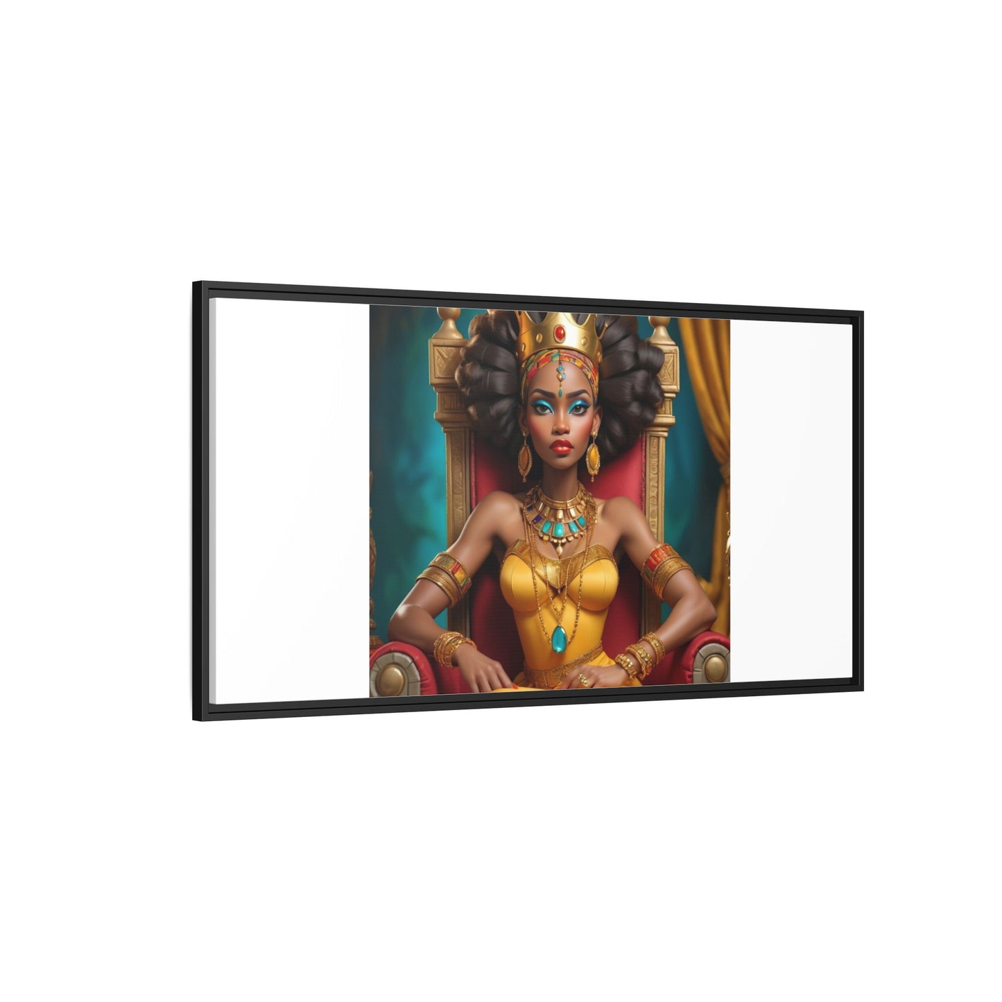 Framed Matte Canvas Art — Regal African Queen Portrait
