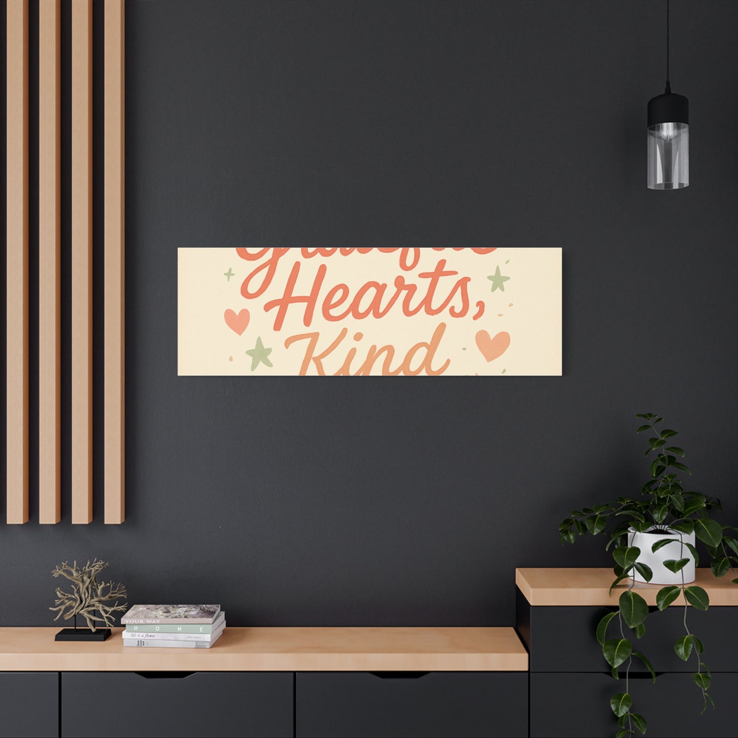 Grateful Hearts Kind Minds Canvas Wall Art — Inspirational Quote Matte Canvas