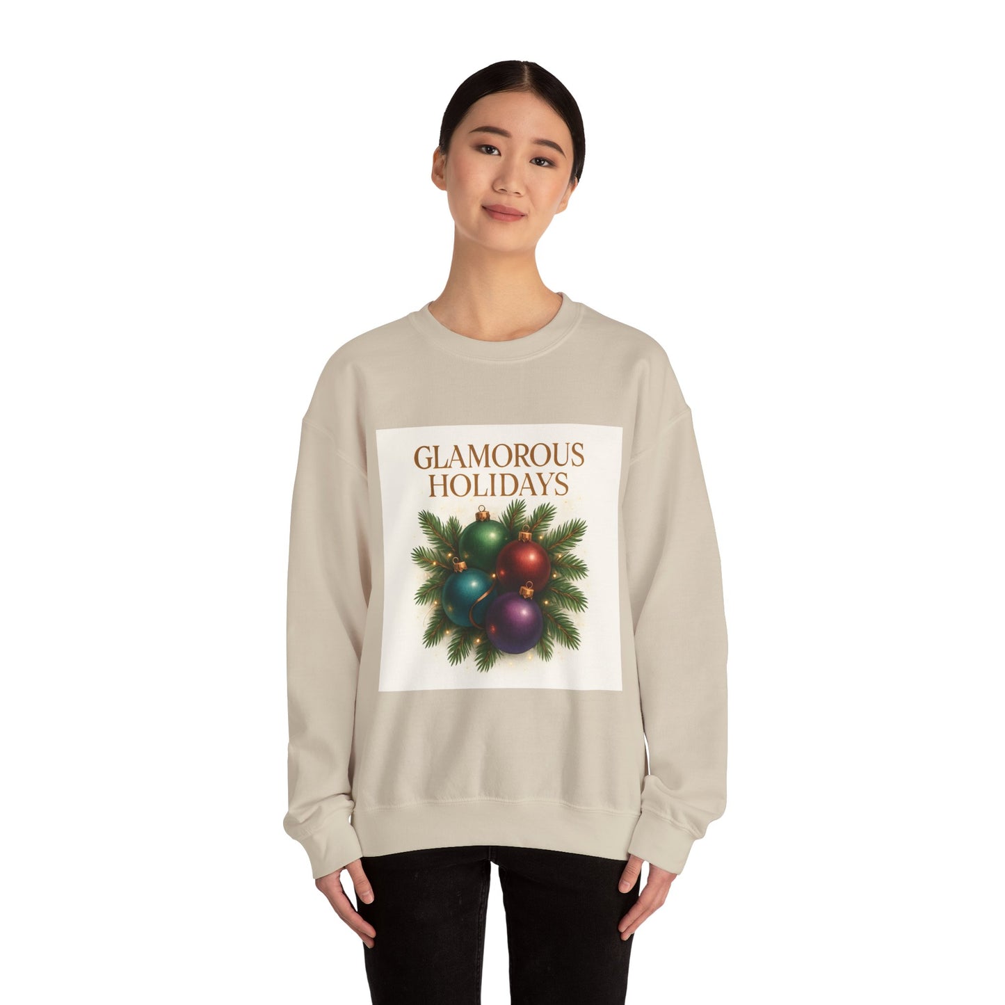 Glamorous Holidays Sweatshirt — Festive Christmas Ornament Crewneck