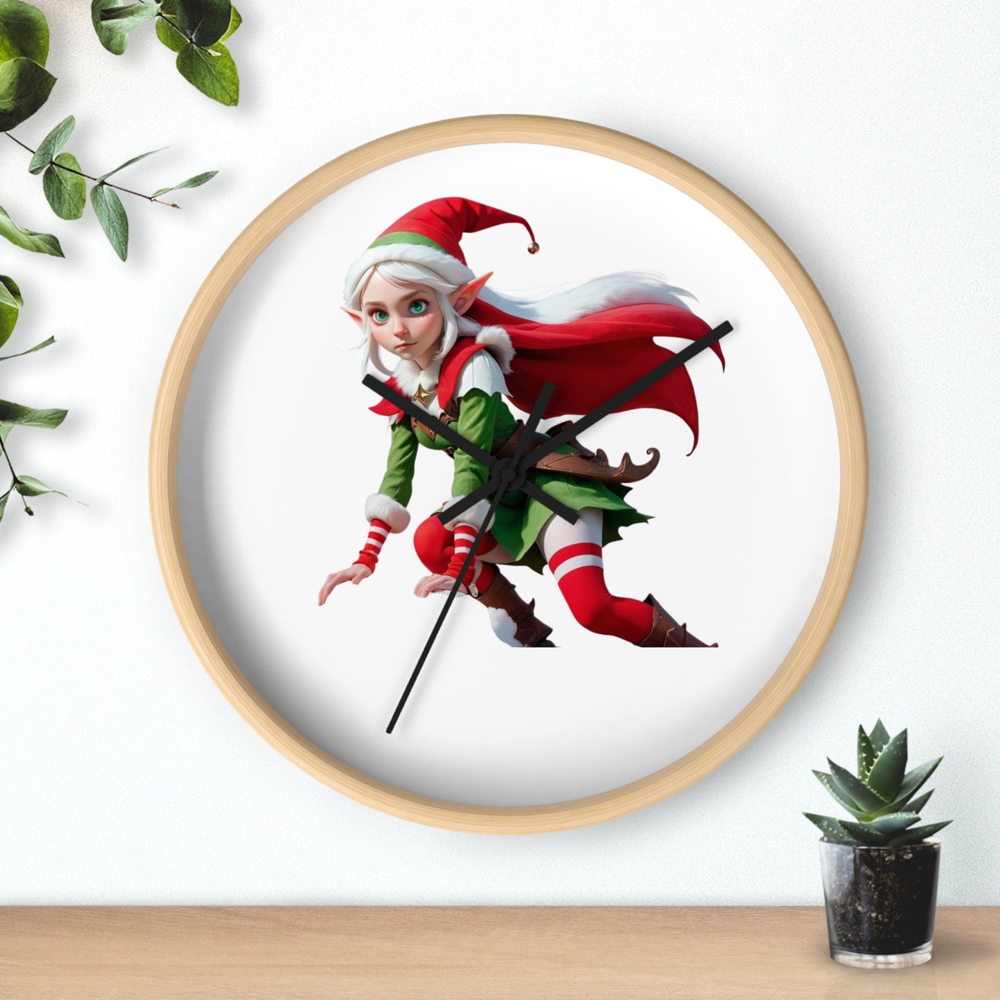 Christmas Elf Wall Clock — Festive Holiday Elf Timepiece