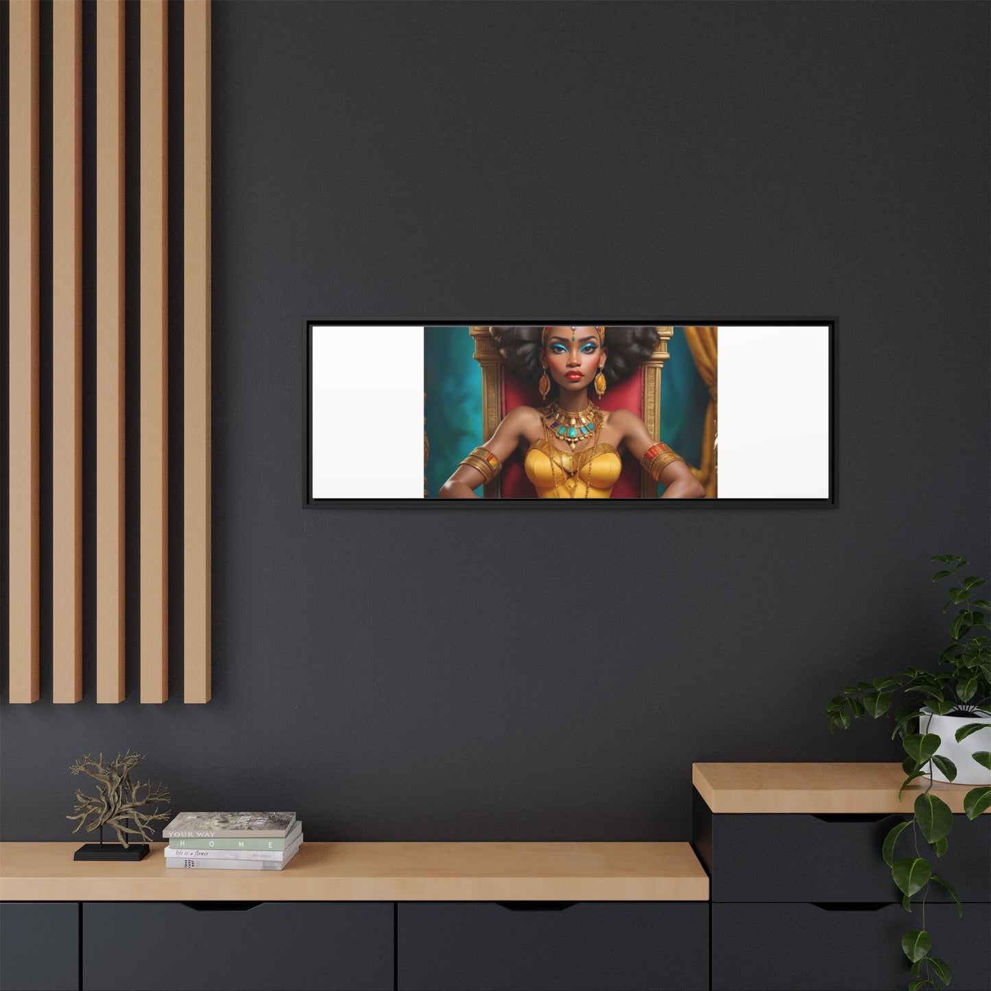 Framed Matte Canvas Art — Regal African Queen Portrait
