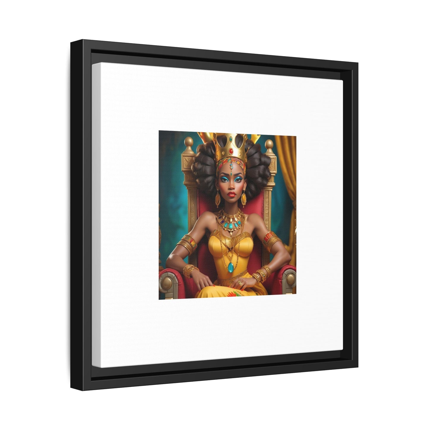 Framed Matte Canvas Art — Regal African Queen Portrait