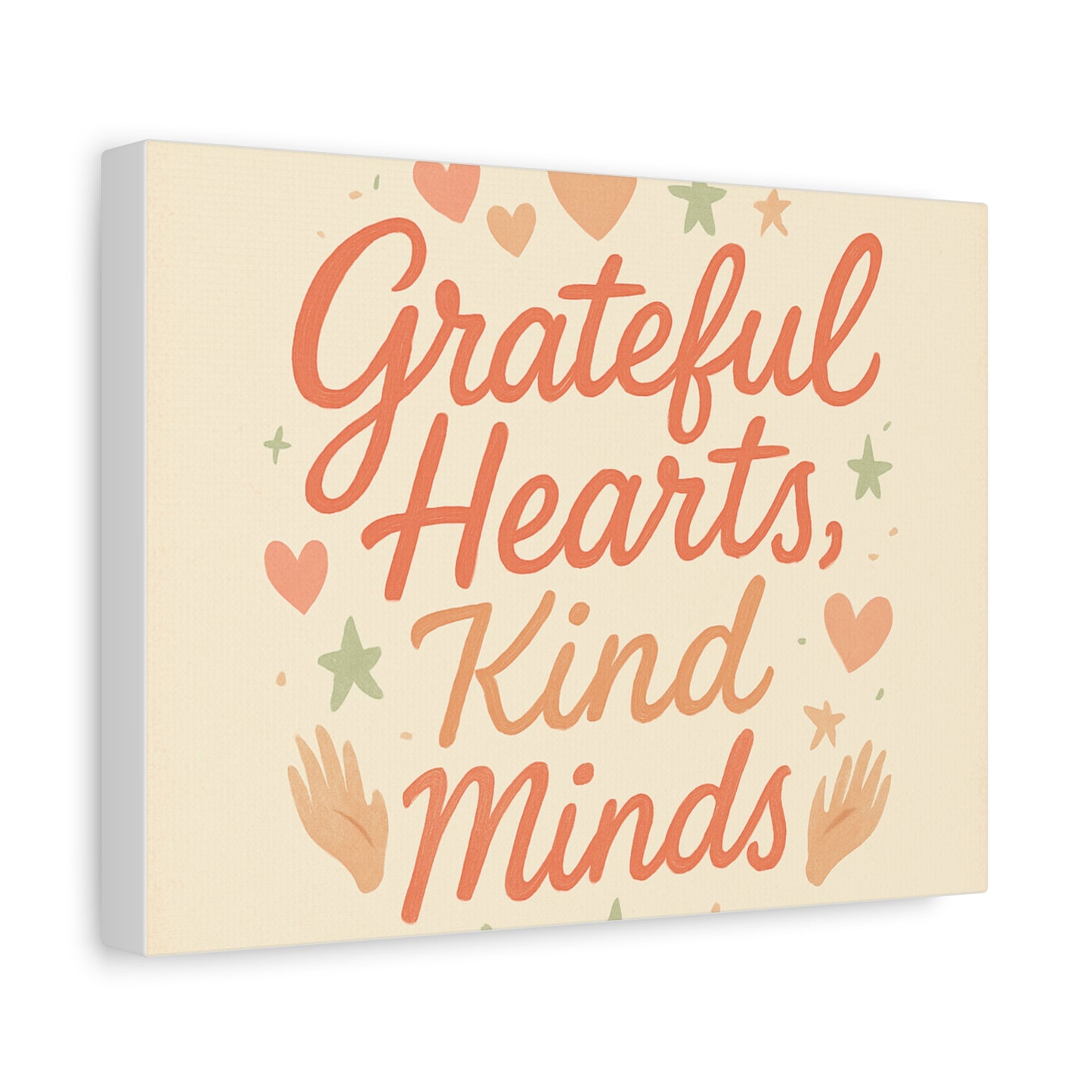 Grateful Hearts Kind Minds Canvas Wall Art — Inspirational Quote Matte Canvas