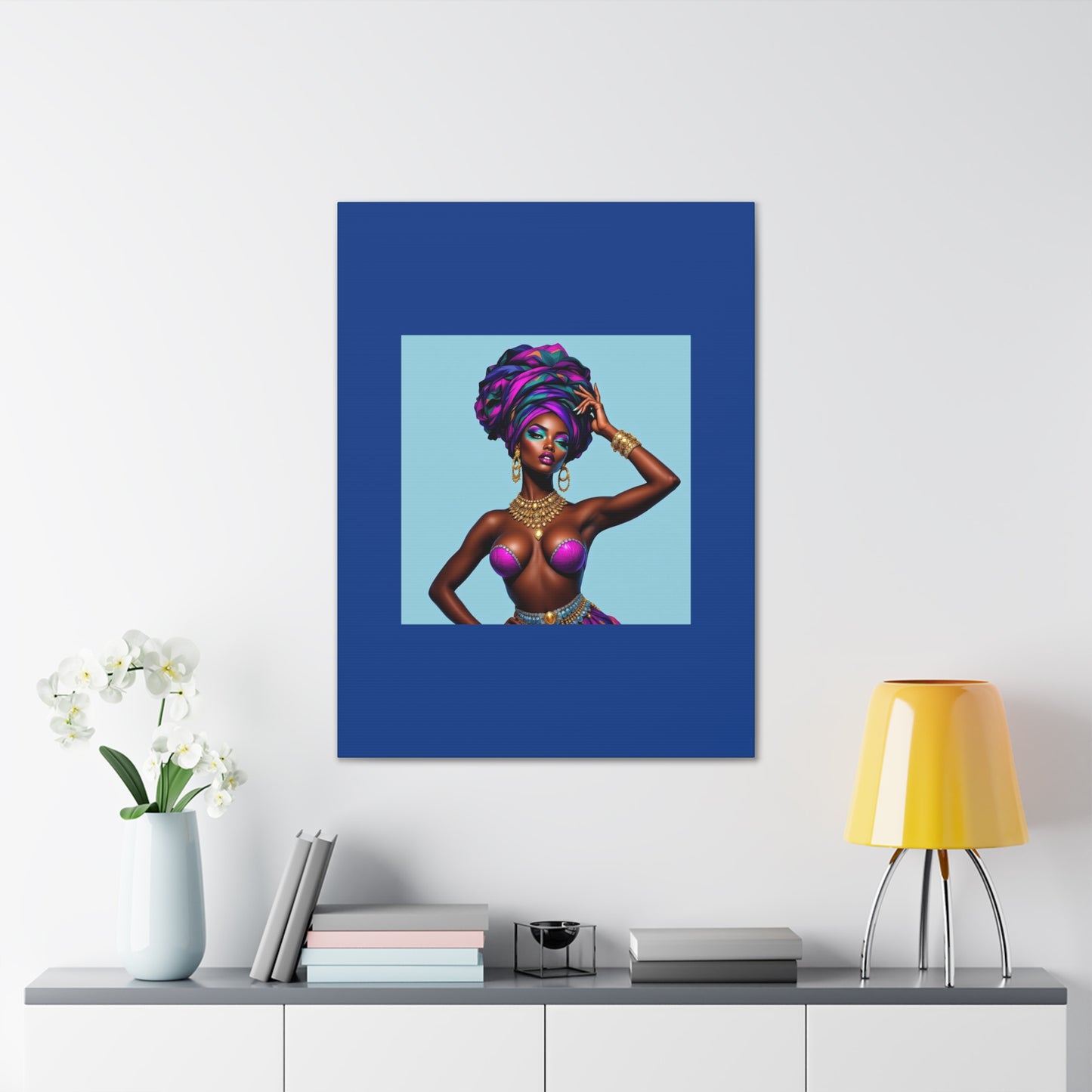 Afro Goddess Canvas Print — Vibrant Headwrap Wall Art