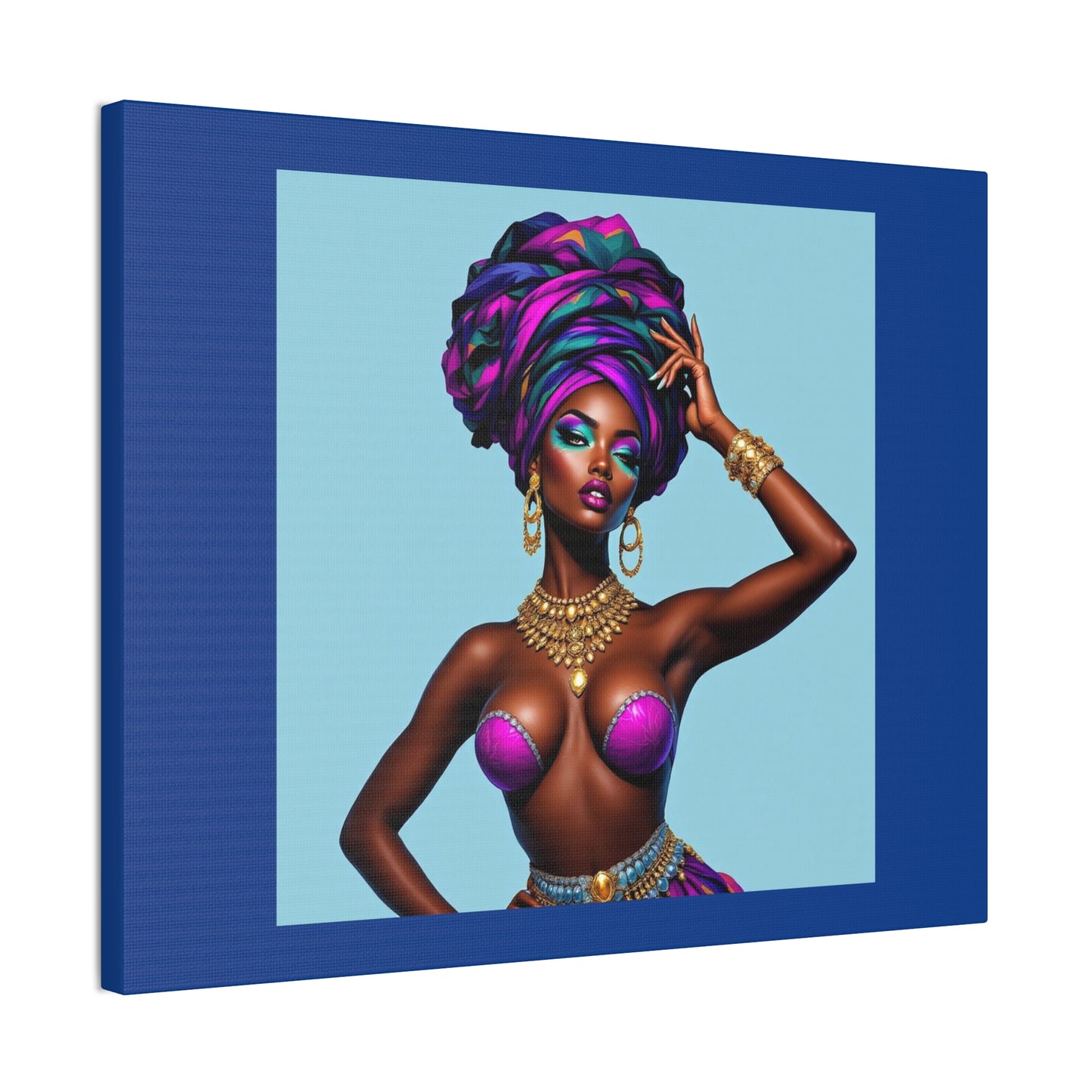 Afro Goddess Canvas Print — Vibrant Headwrap Wall Art
