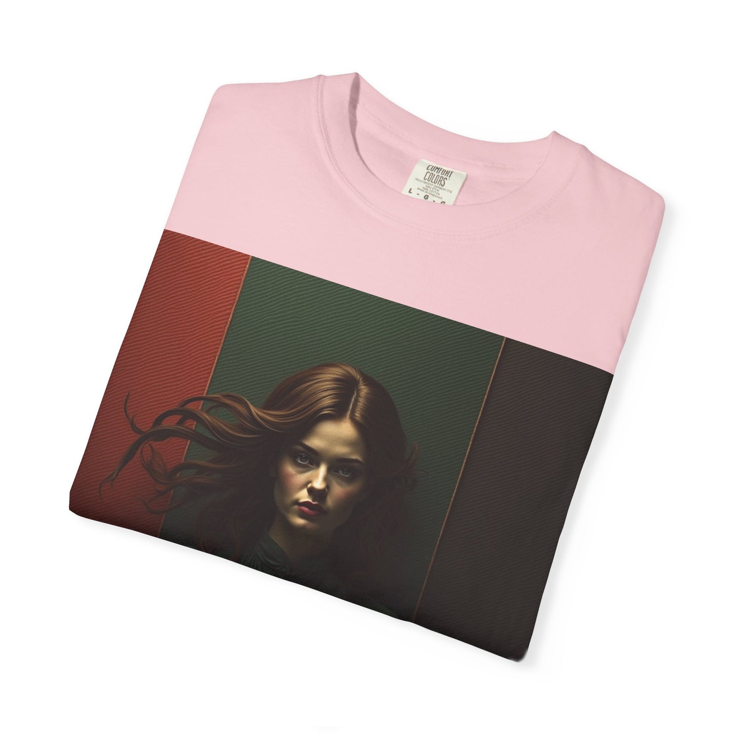 Portrait Photo Tee — Moody Green Woman Graphic T-Shirt
