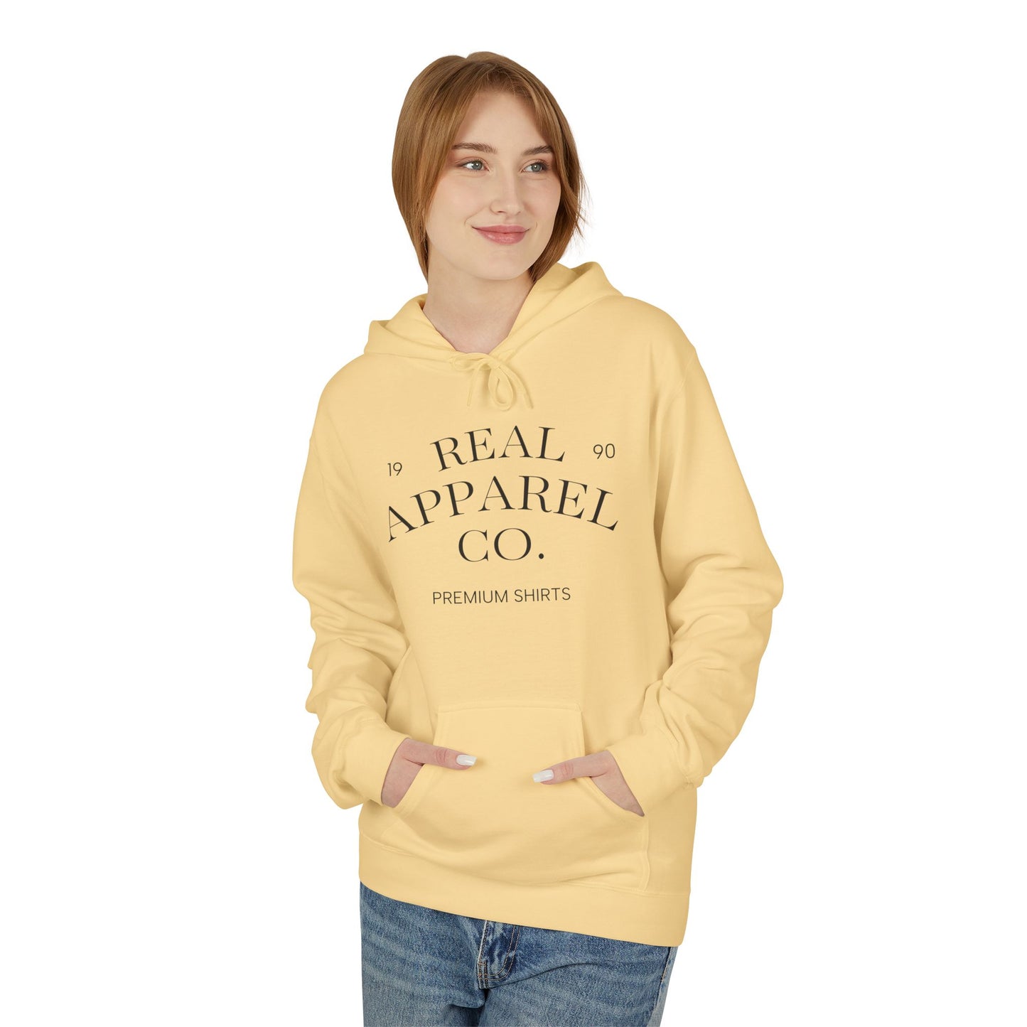Real Apparel Co. Hoodie — Minimal Vintage Logo Pullover