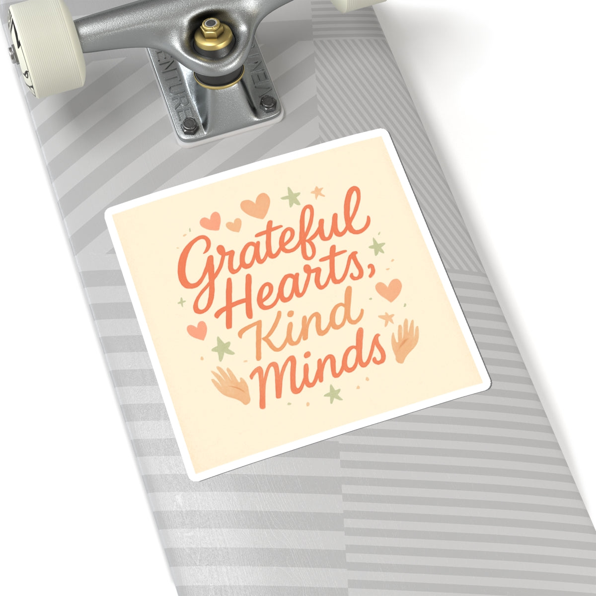 Grateful Hearts, Kind Minds Kiss-Cut Sticker — Inspirational Positive Message Decal