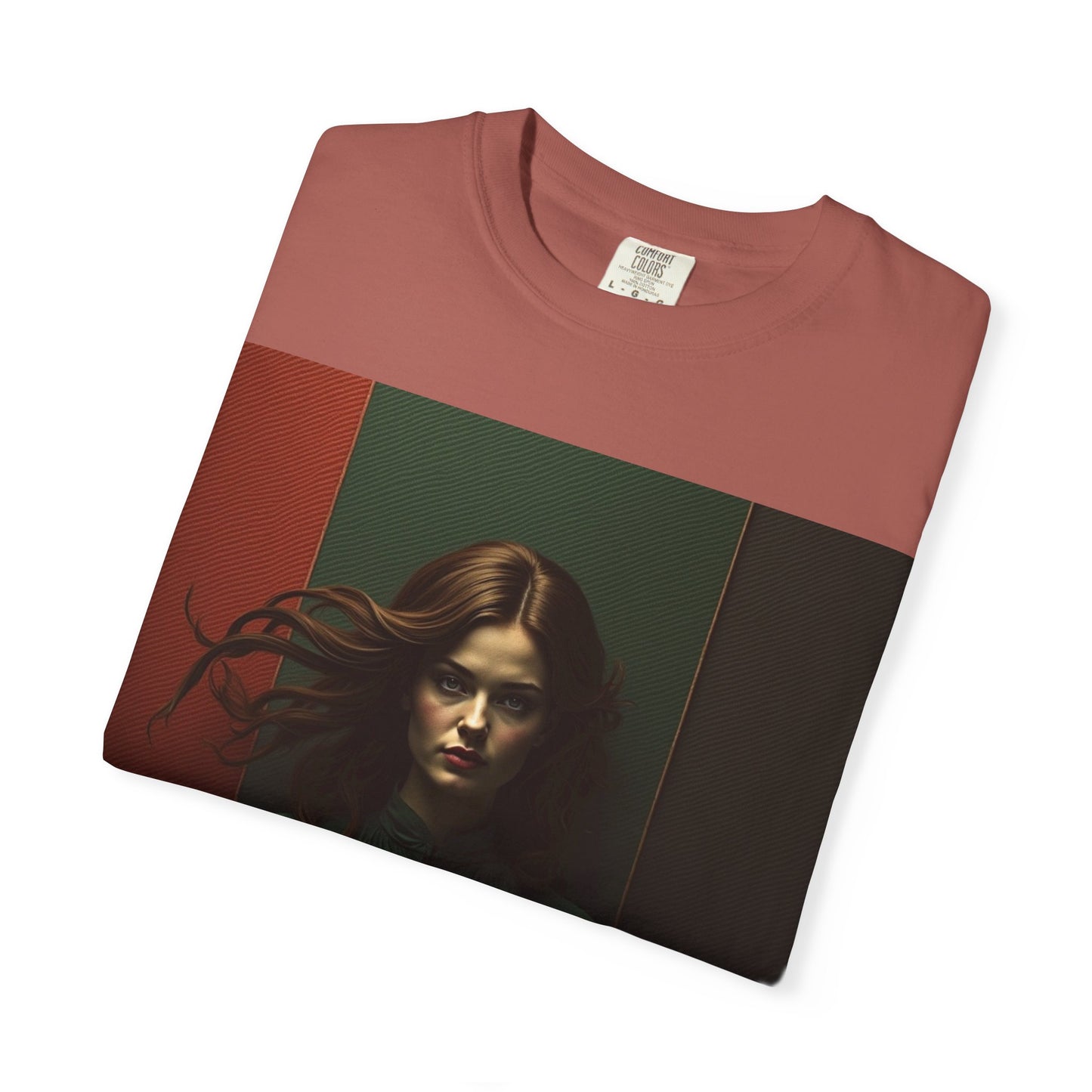 Portrait Photo Tee — Moody Green Woman Graphic T-Shirt