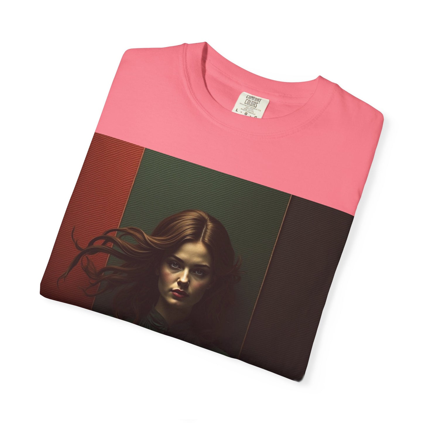 Portrait Photo Tee — Moody Green Woman Graphic T-Shirt