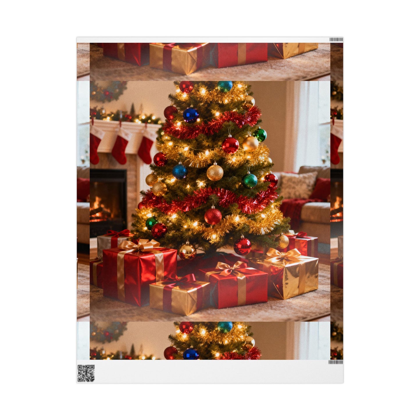 Christmas Tree & Gifts Wrapping Paper — Festive Holiday Gift Wrap
