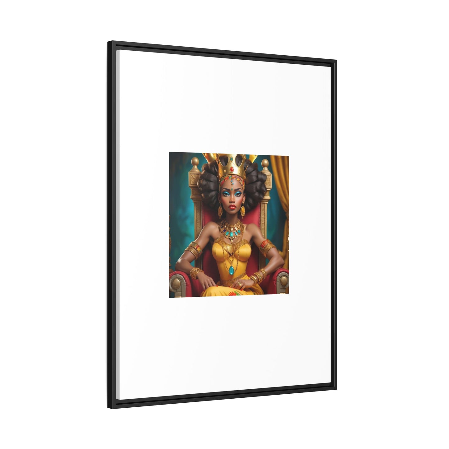 Framed Matte Canvas Art — Regal African Queen Portrait