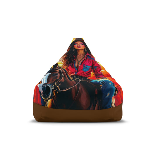 Cowgirl Sunset Bean Bag Cover — Western Horse Rider Accent Chair Cover