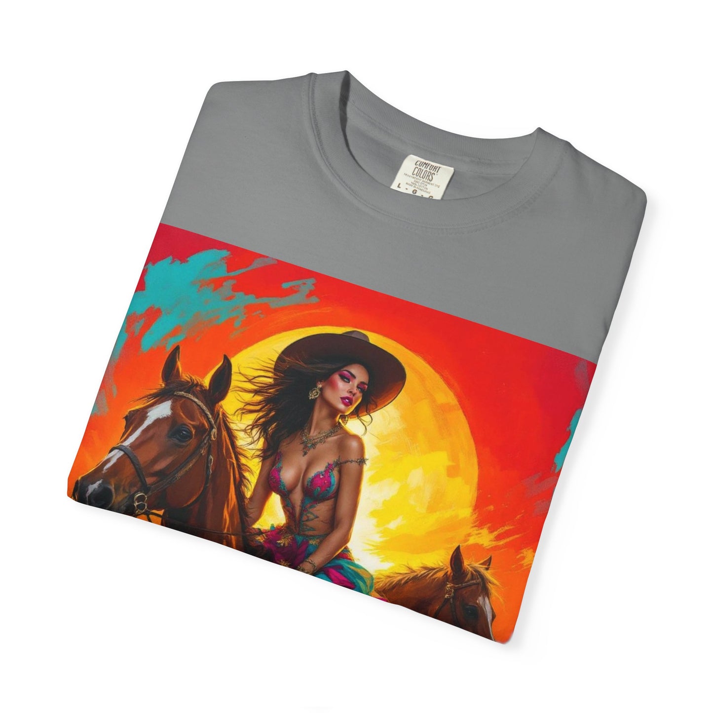 Cowgirl Sunset T-Shirt — Vibrant Western Horse Art Tee