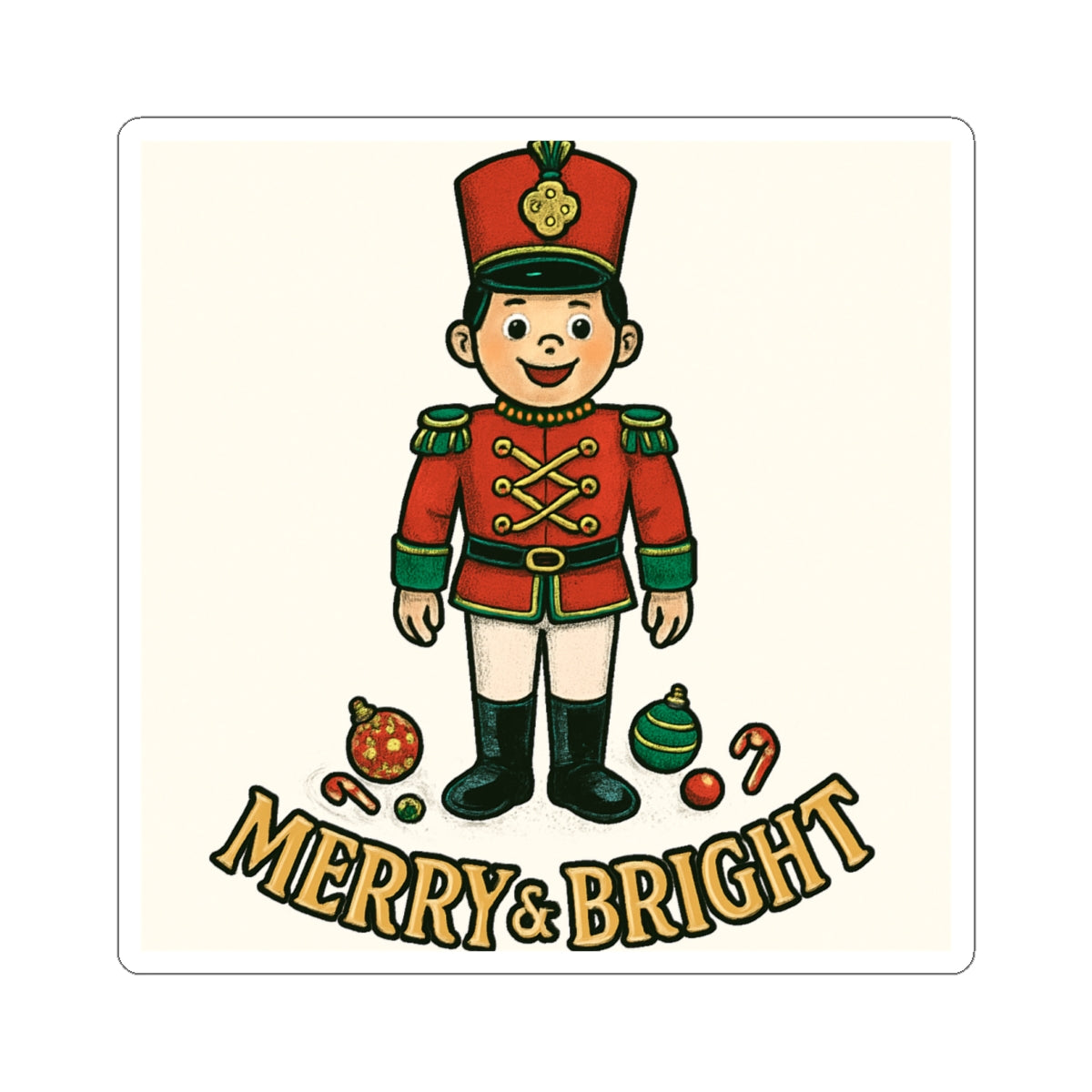 Nutcracker Soldier 'Merry & Bright' Holiday Sticker
