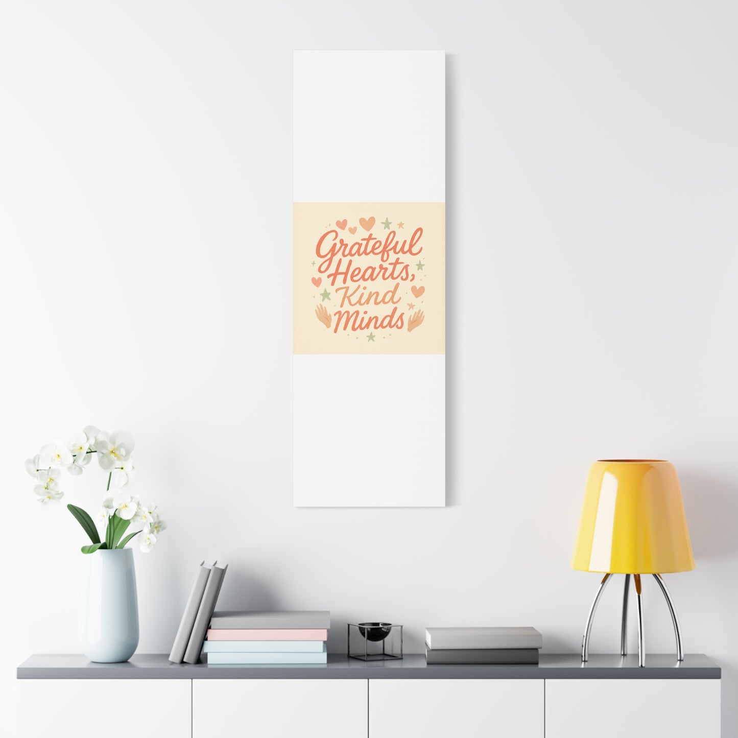 Grateful Hearts Kind Minds Canvas Wall Art — Inspirational Quote Matte Canvas