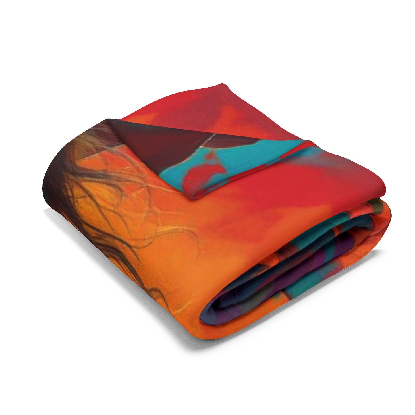Western Sunset Horse Fleece Blanket — Colorful Cowgirl Riding Print