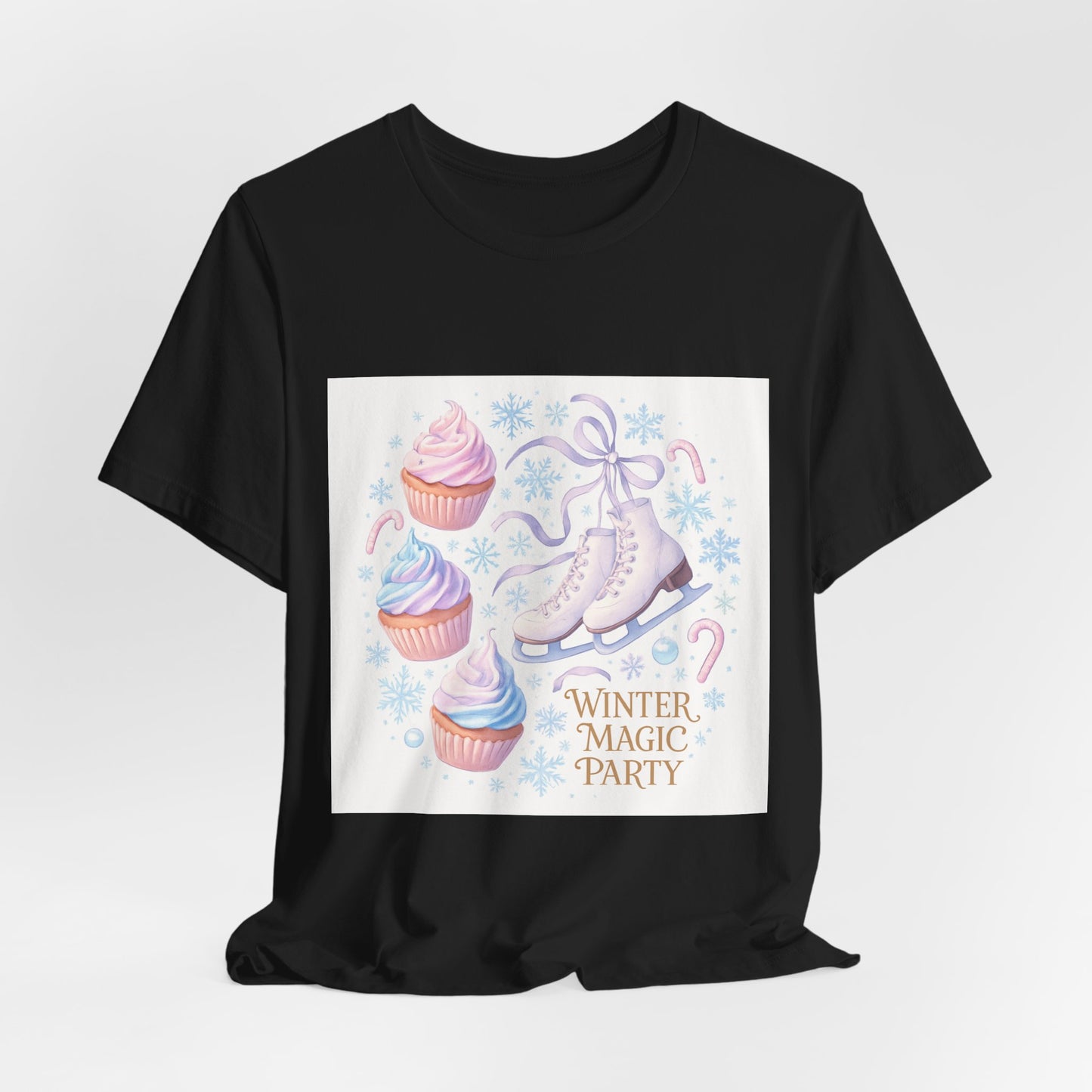 Winter Magic Party T-Shirt — Ice Skate & Cupcakes Holiday Tee