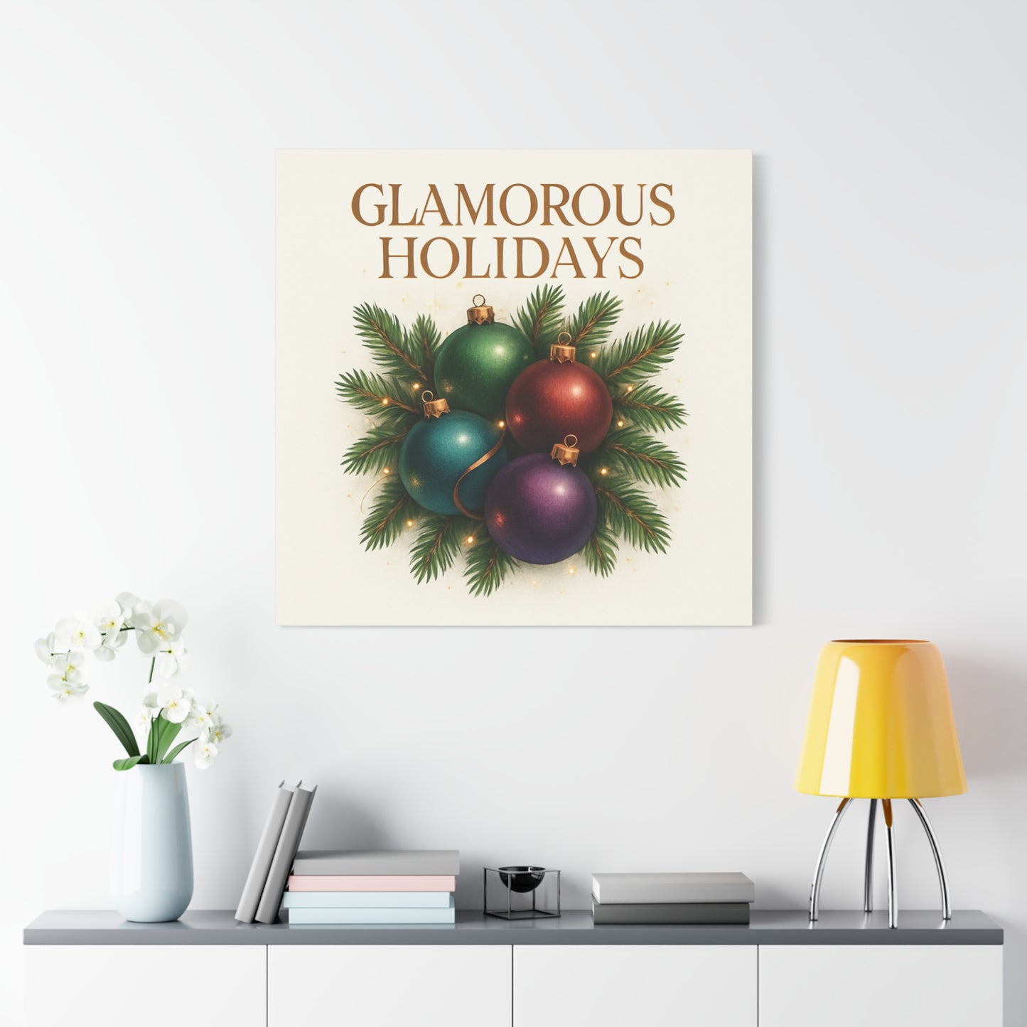 Glamorous Holidays Christmas Ornament Canvas Wall Art
