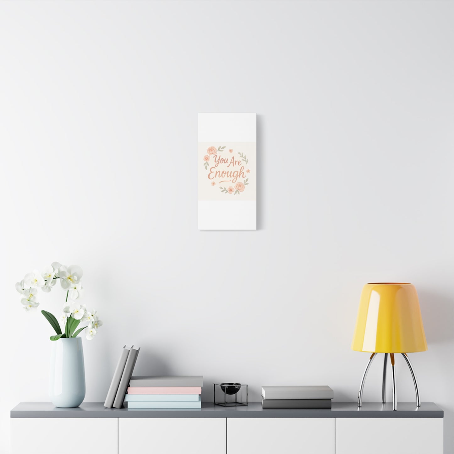 You Are Enough Floral Canvas Wall Art — Inspirational Matte Stretched Canvas