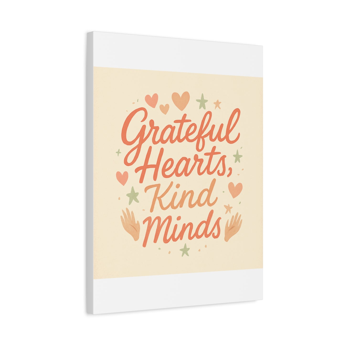 Grateful Hearts Kind Minds Canvas Wall Art — Inspirational Quote Matte Canvas