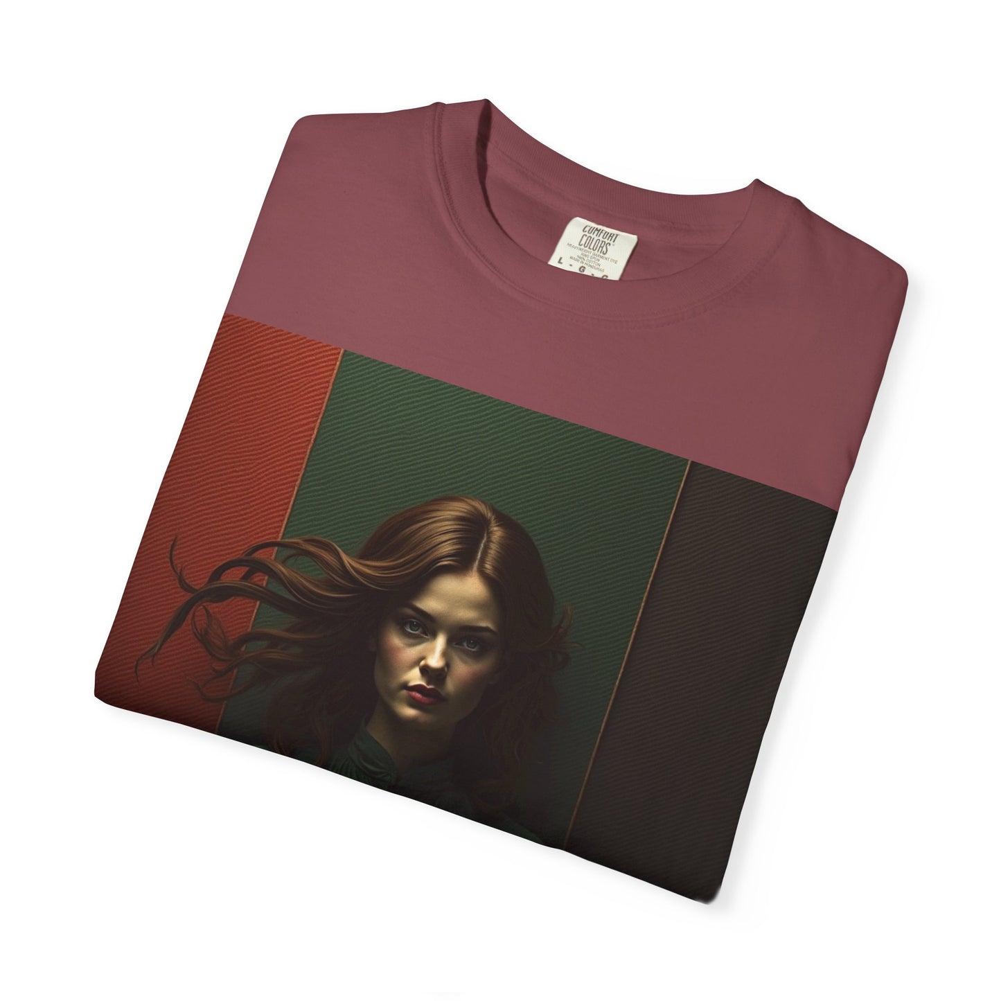 Portrait Photo Tee — Moody Green Woman Graphic T-Shirt