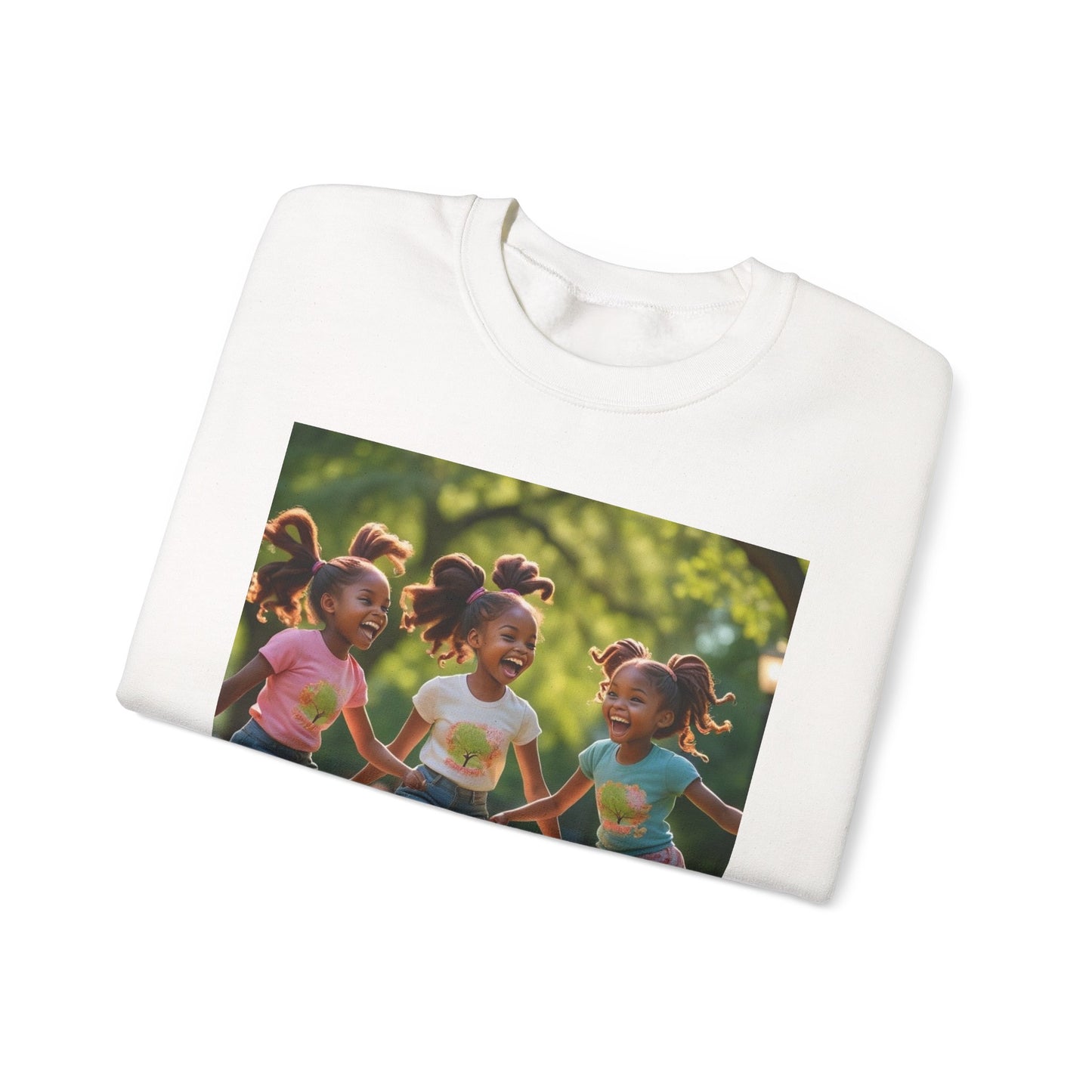 Crewneck Sweatshirt — "Getting My Steps In" Graphic with Kids Playing