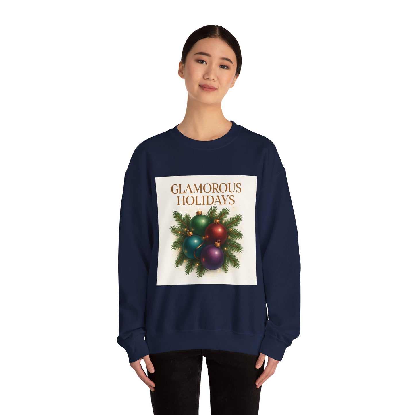 Glamorous Holidays Sweatshirt — Festive Christmas Ornament Crewneck