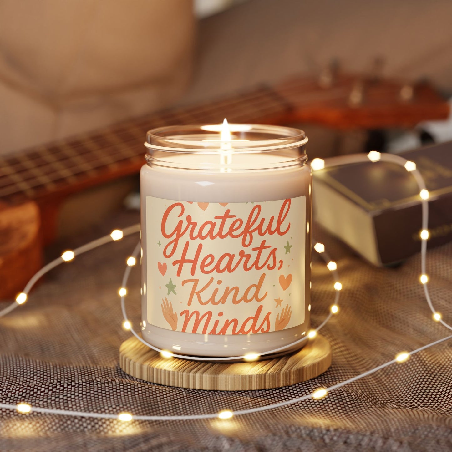 Grateful Hearts, Kind Minds Soy Candle — 9oz Scented Jar (Inspirational Gift)