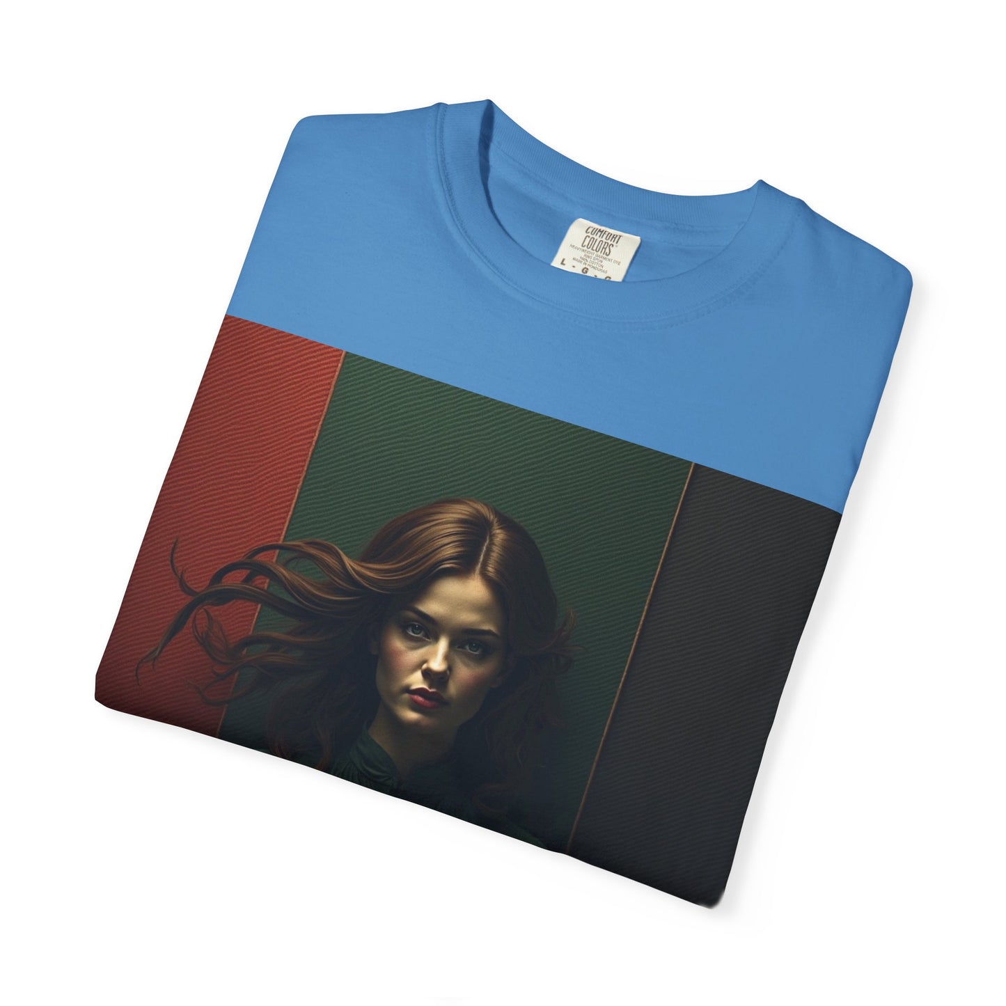 Portrait Photo Tee — Moody Green Woman Graphic T-Shirt