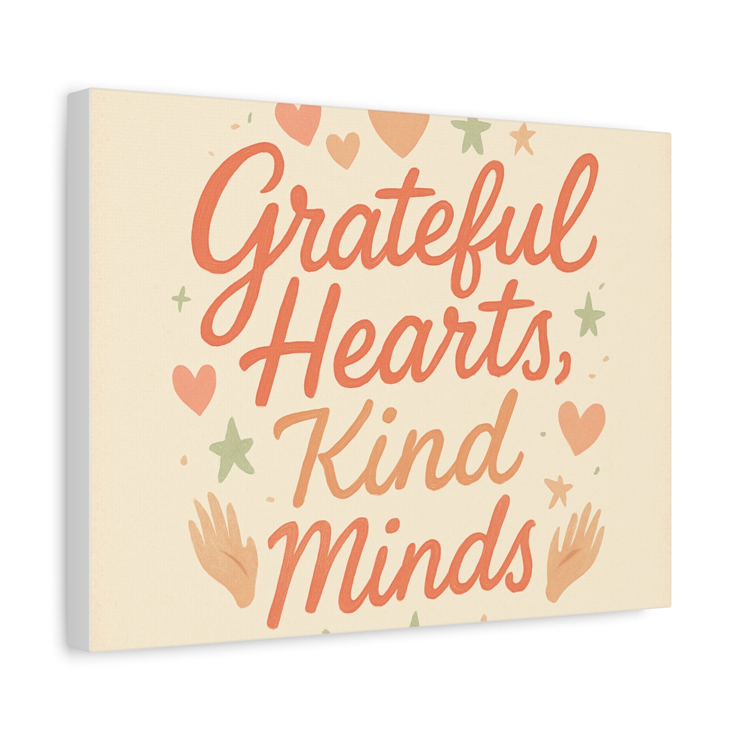 Grateful Hearts Kind Minds Canvas Wall Art — Inspirational Quote Matte Canvas