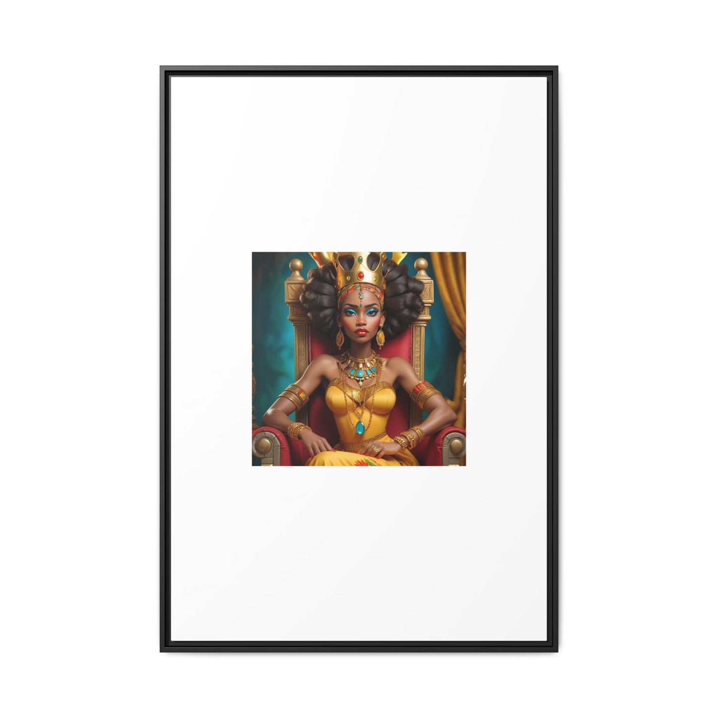Framed Matte Canvas Art — Regal African Queen Portrait