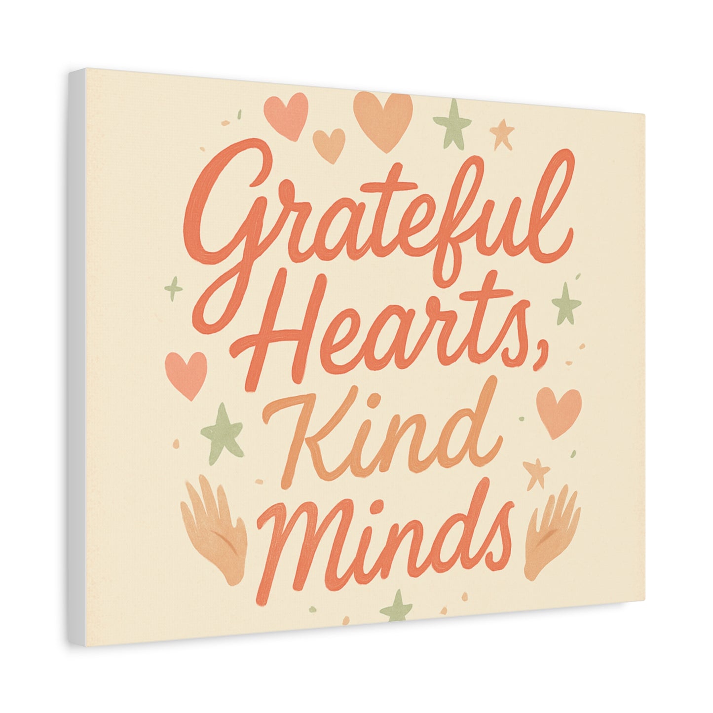 Grateful Hearts Kind Minds Canvas Wall Art — Inspirational Quote Matte Canvas