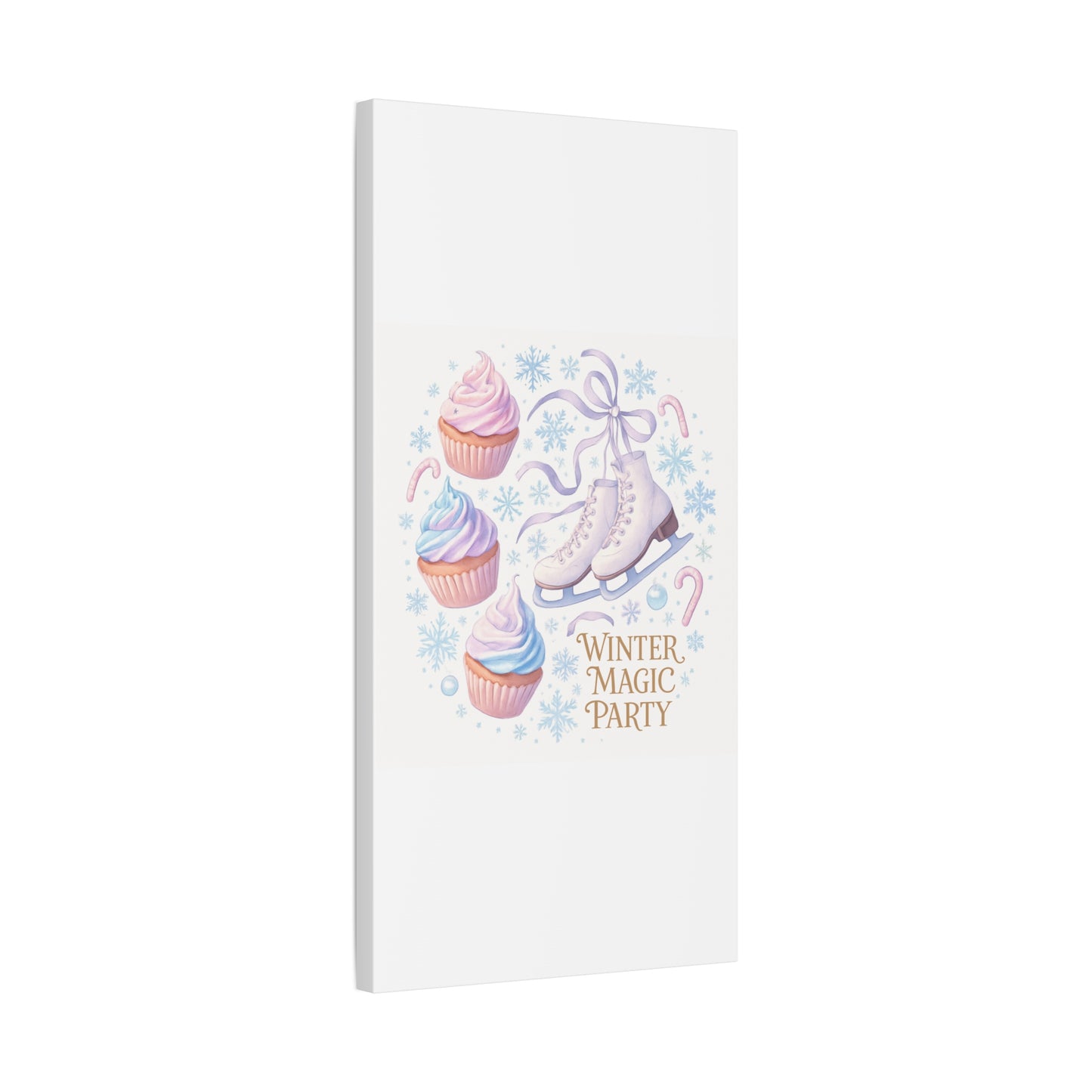 Winter Magic Party Canvas — Ice Skates & Cupcakes Matte Wall Art