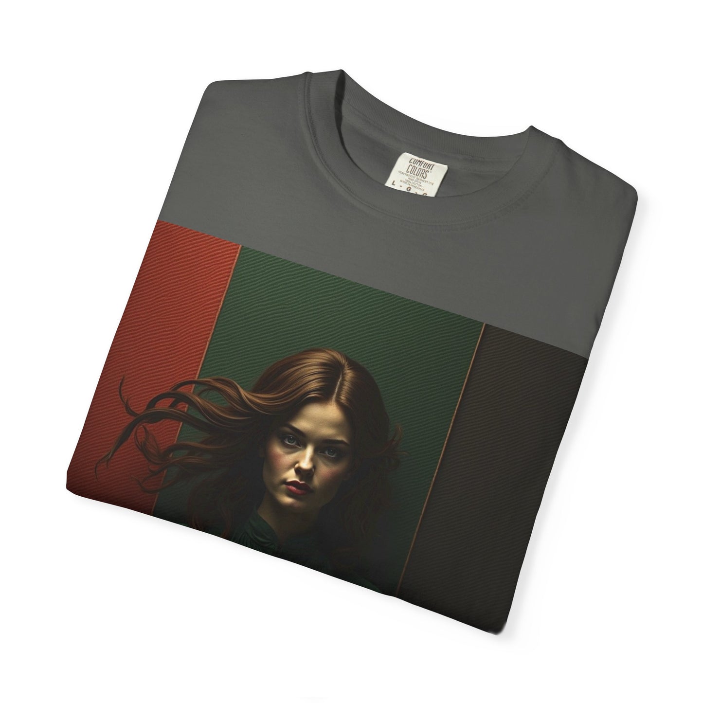 Portrait Photo Tee — Moody Green Woman Graphic T-Shirt