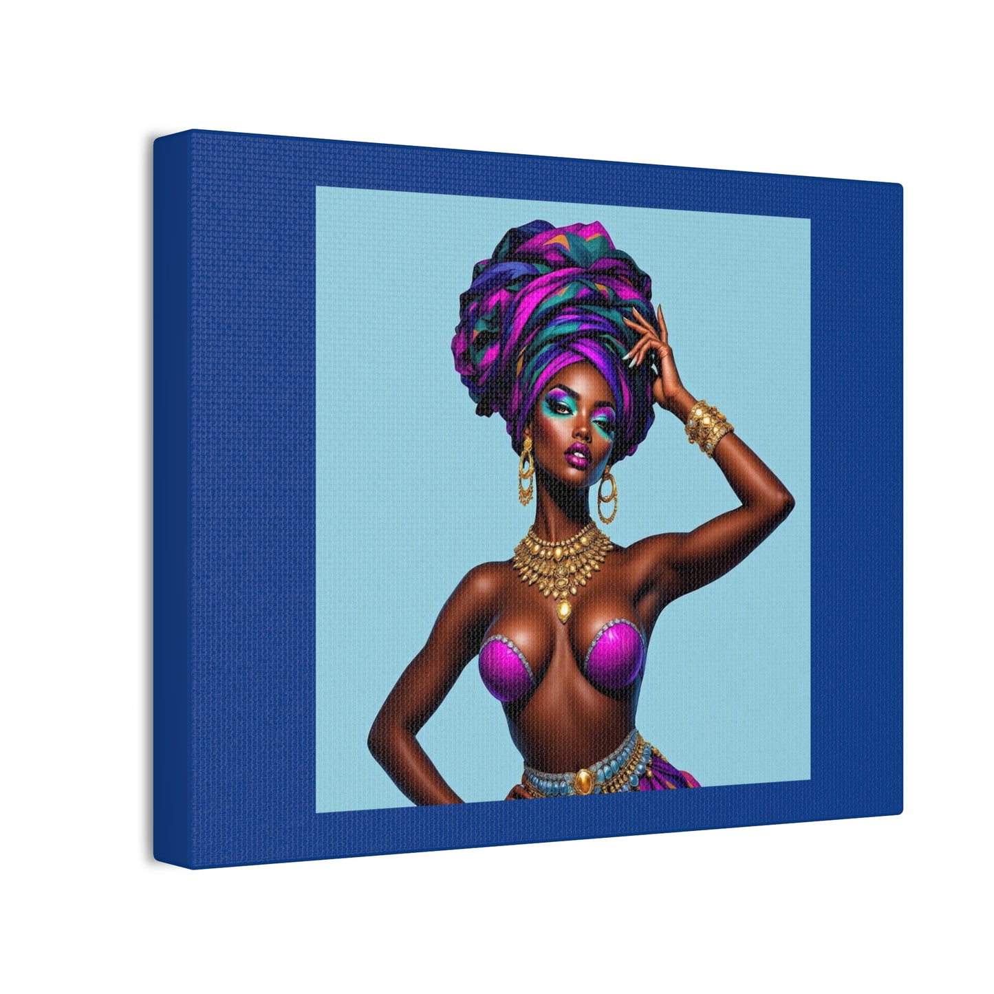 Afro Goddess Canvas Print — Vibrant Headwrap Wall Art