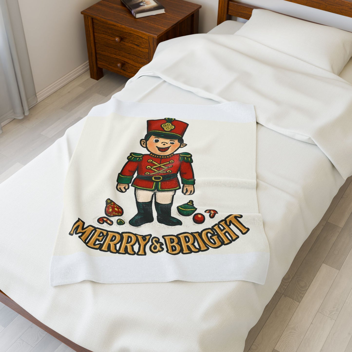 Merry & Bright Nutcracker Velveteen Plush Blanket