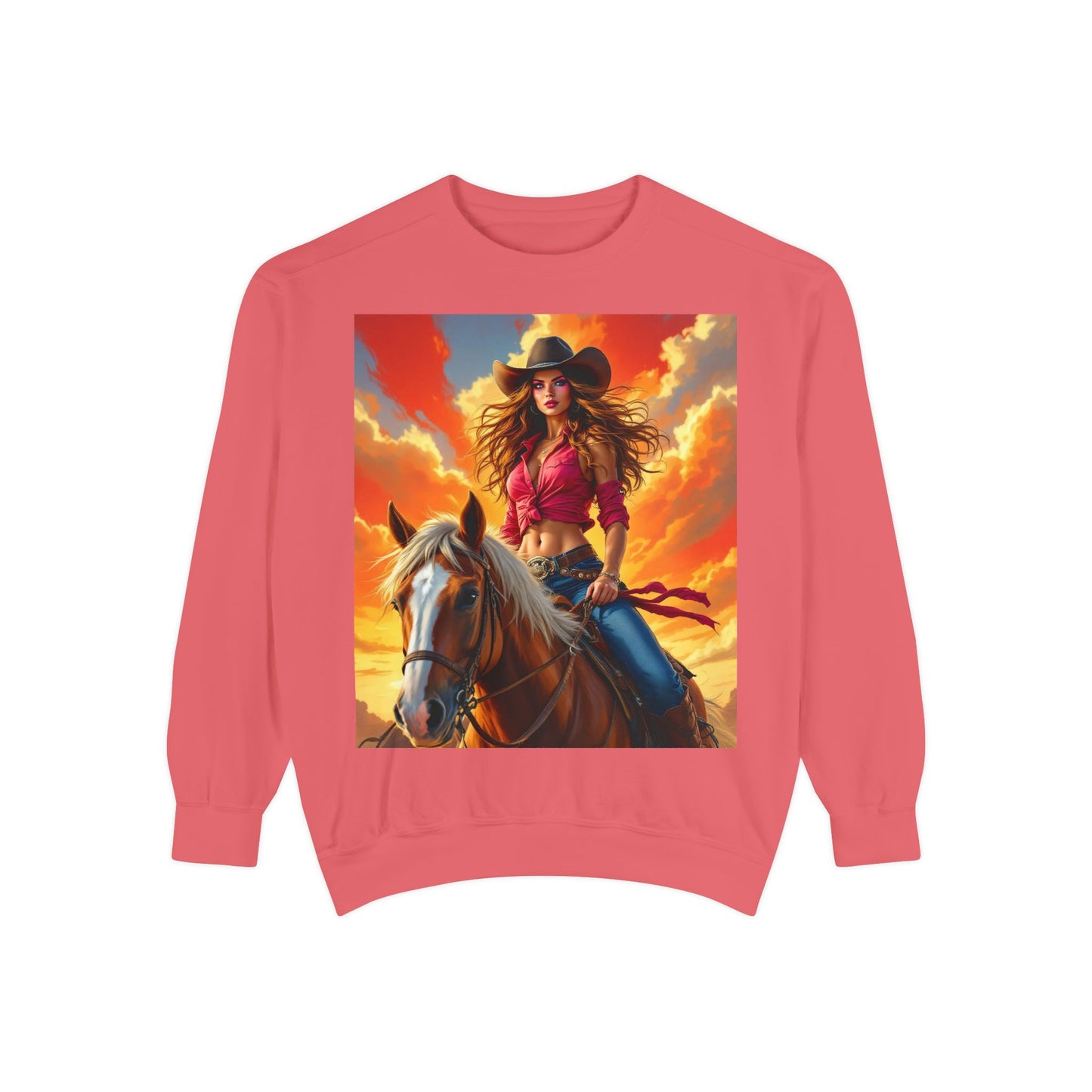 Cowgirl Sunset Sweatshirt — Horse Riding Graphic Crewneck