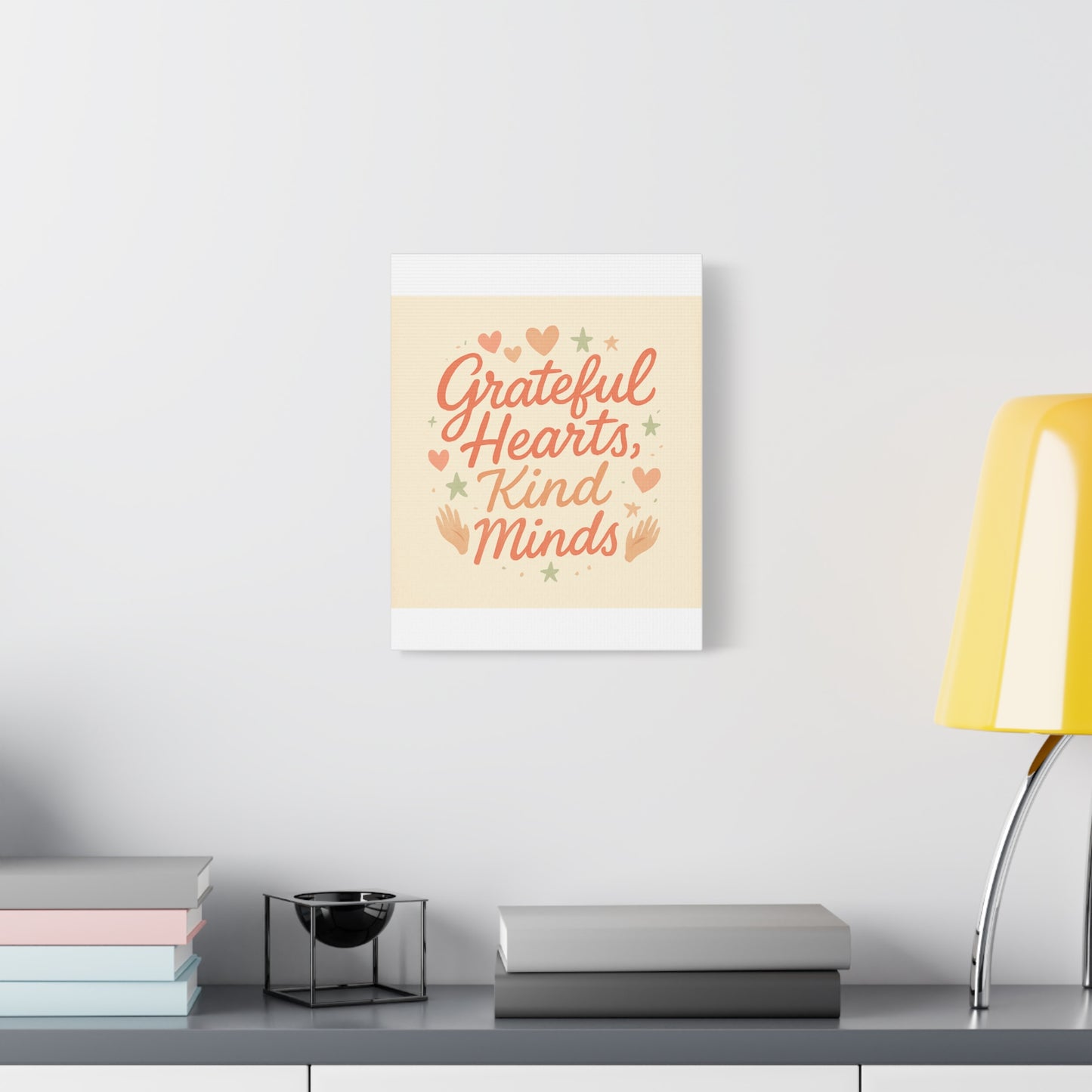 Grateful Hearts Kind Minds Canvas Wall Art — Inspirational Quote Matte Canvas